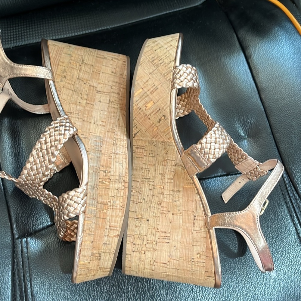 kate spade Rose Gold Woven Wedge Sandals - Picture 5 of 8